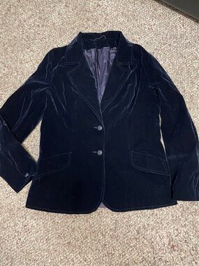 Vintage 70s Velvet Blazer Jacket - Navy- like new